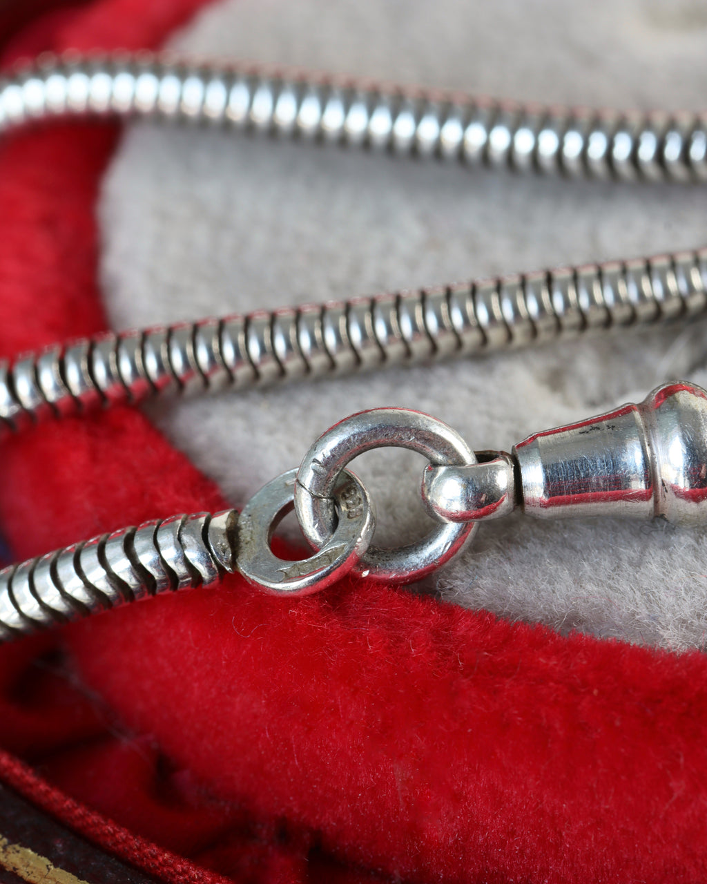 Edwardian Silver Snake Chain with Dog Clip