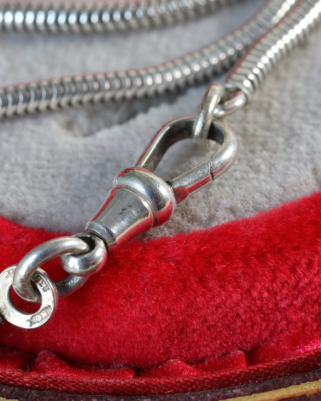 Edwardian Silver Snake Chain with Dog Clip
