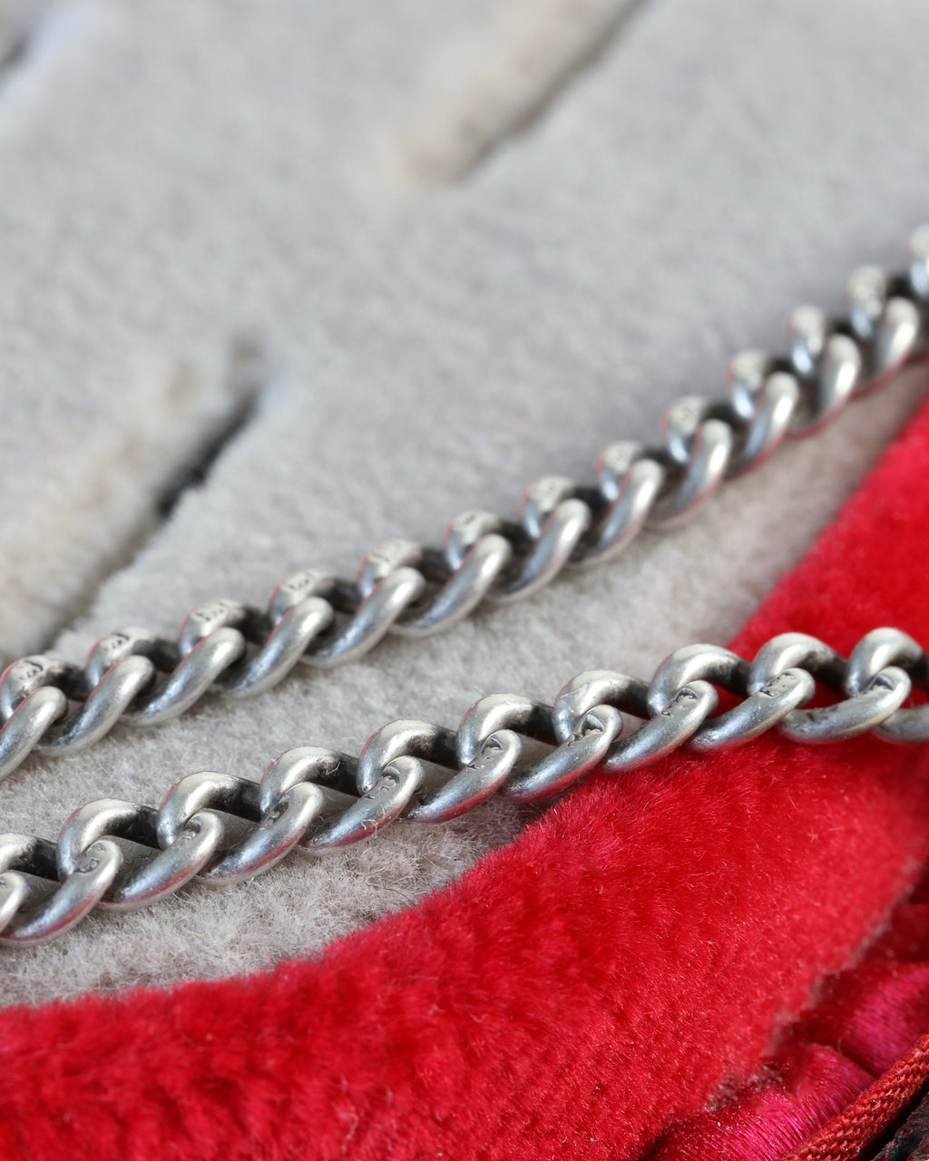 Victorian Silver Curb Link Chain with Silver & 14ct Gold Dog Clips