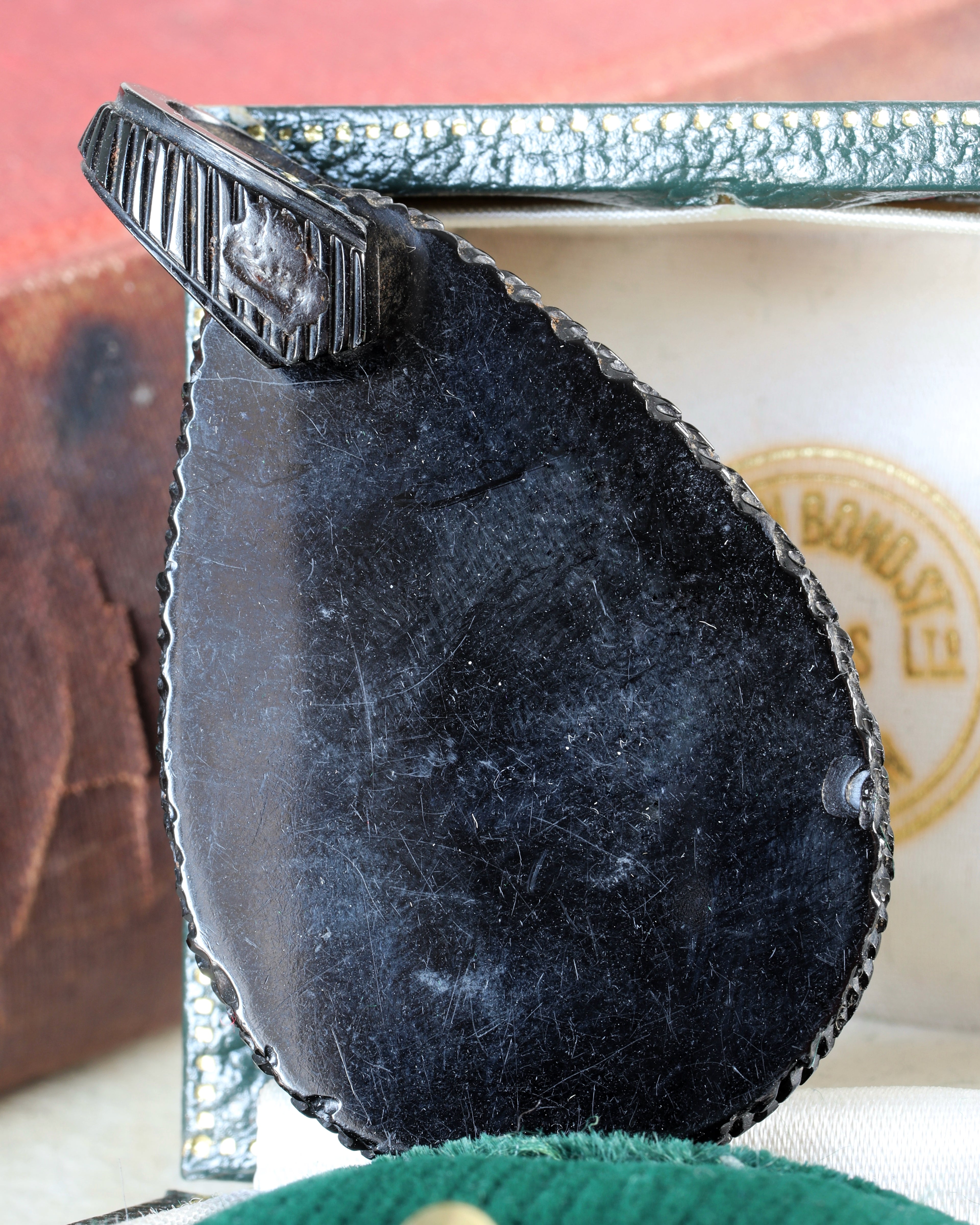 Victorian Whitby Jet Carved Teardrop Mourning Pendant