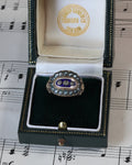 Georgian 15ct Gold 'Bague au Firmament' Pearl, Diamond & Enamel Ring