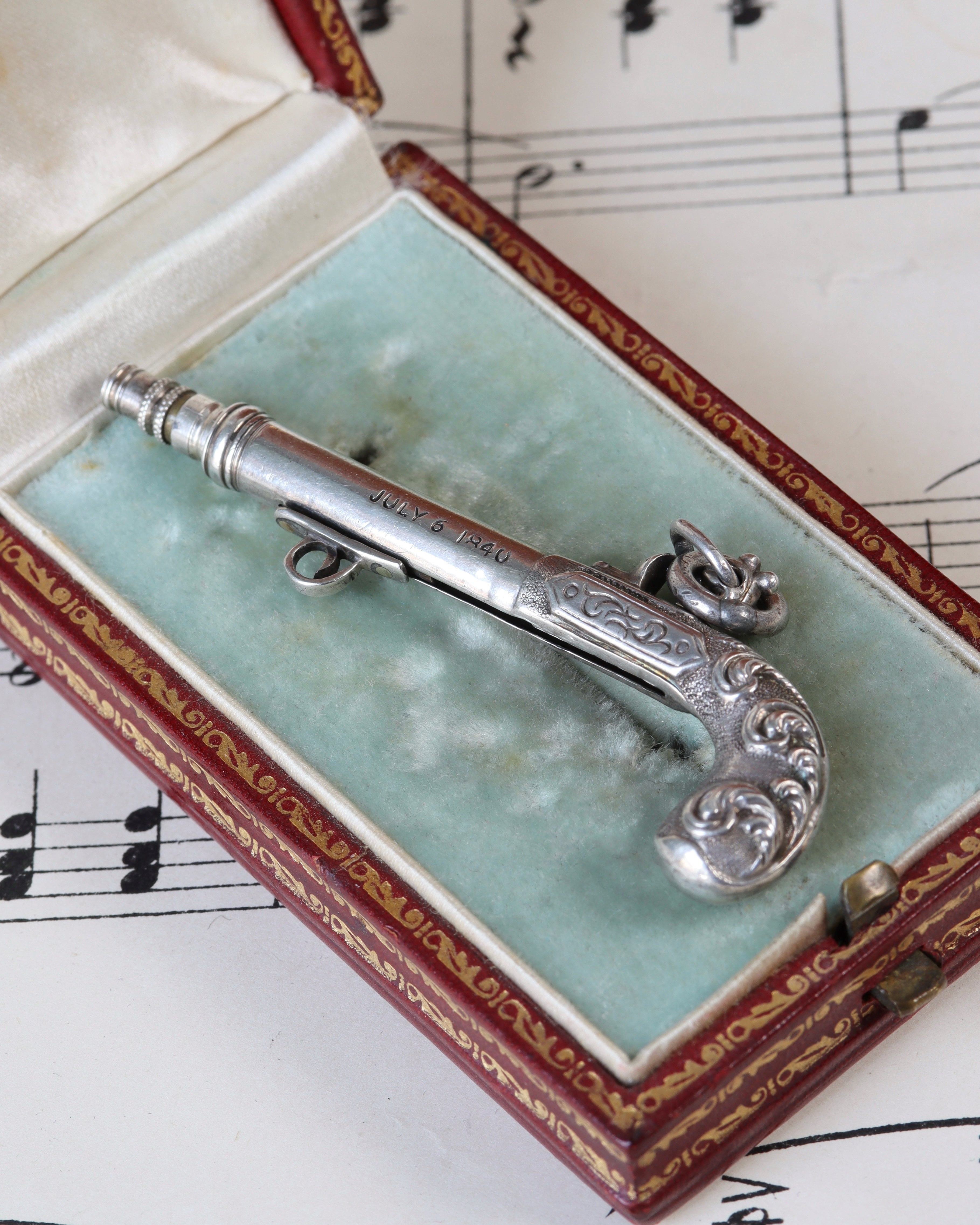 Victorian Sterling Silver Propelling Pencil Gun Pendant