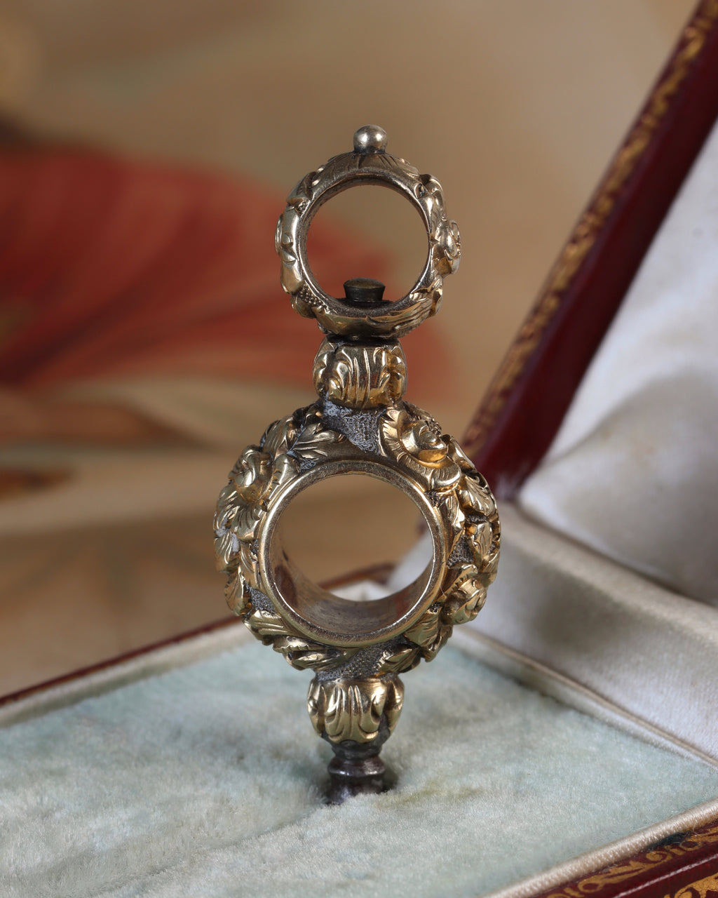 Victorian Repoussé Watch Key with Floral Detail