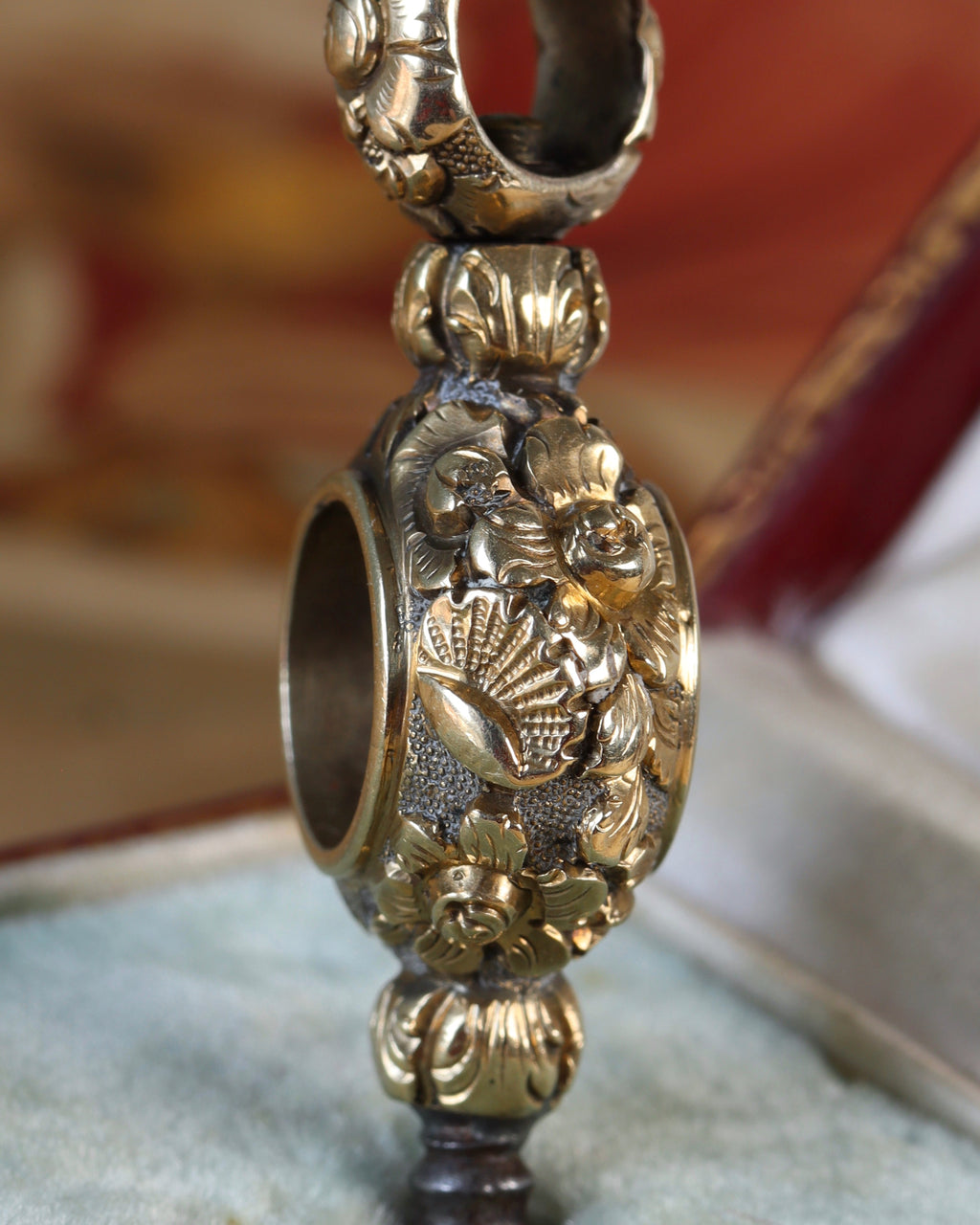 Victorian Repoussé Watch Key with Floral Detail