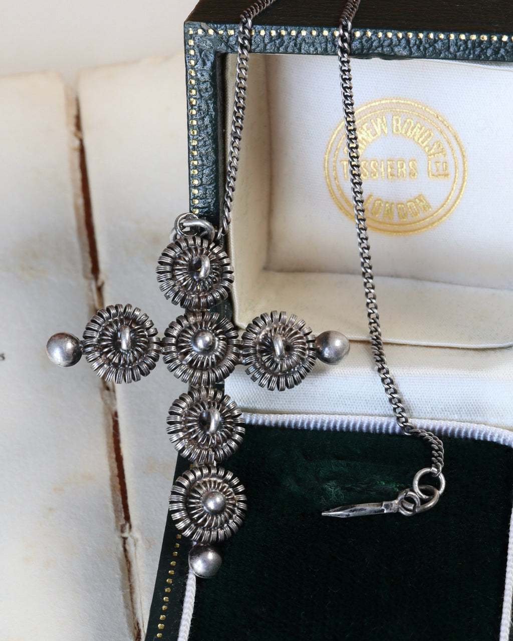 Norwegian Silver Cross with Chain, Dated 1875 with Engraved Inscription