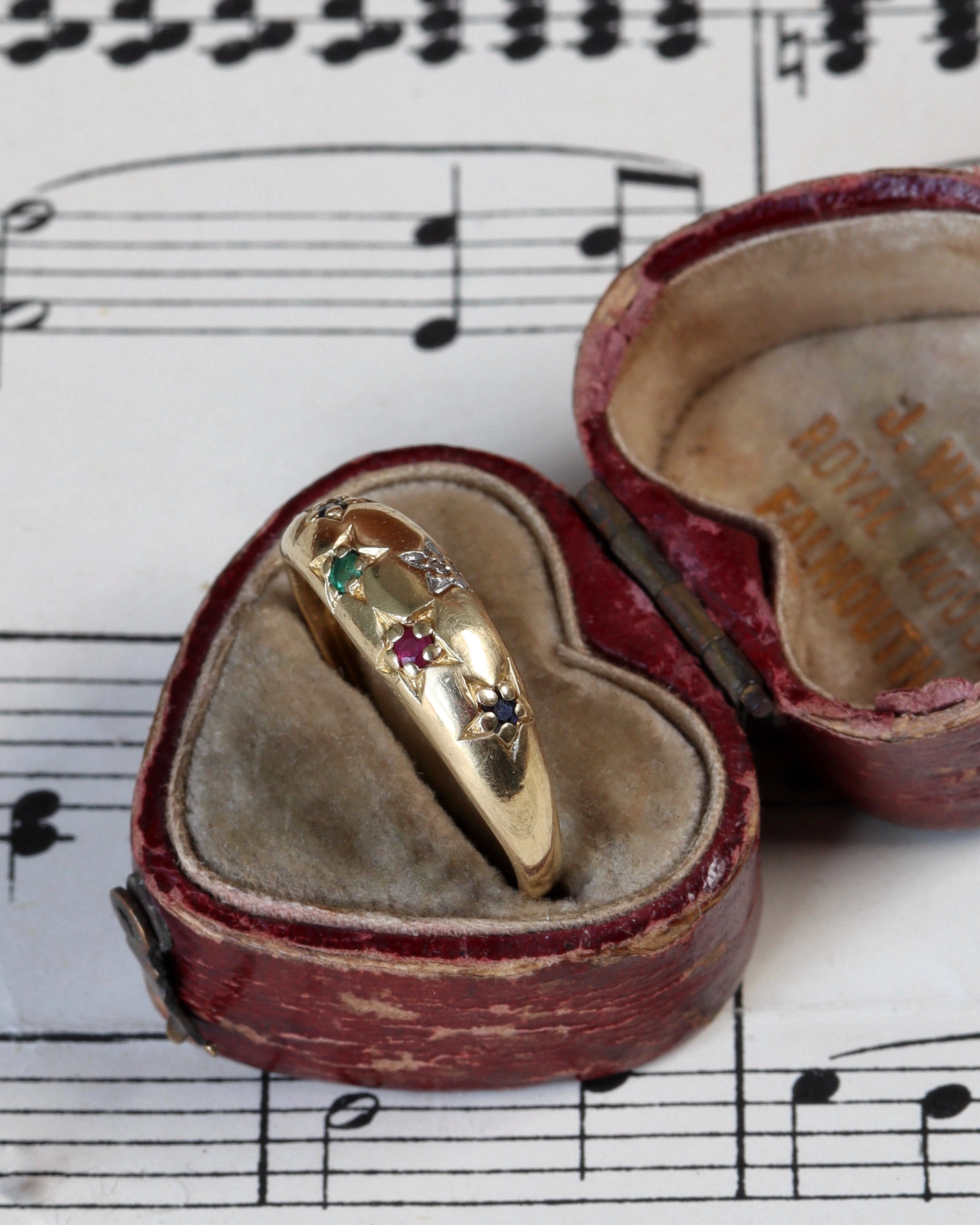 Vintage French Multi-Coloured Starburst Ring in 18ct Gold