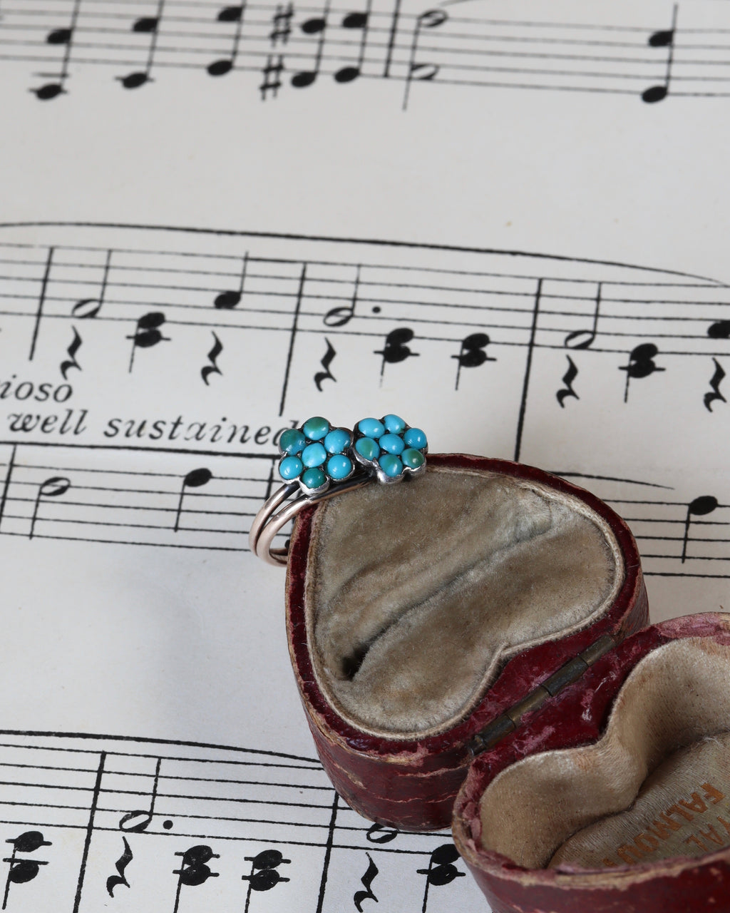 Victorian Forget Me Not Turquoise Pinky Bypass Ring
