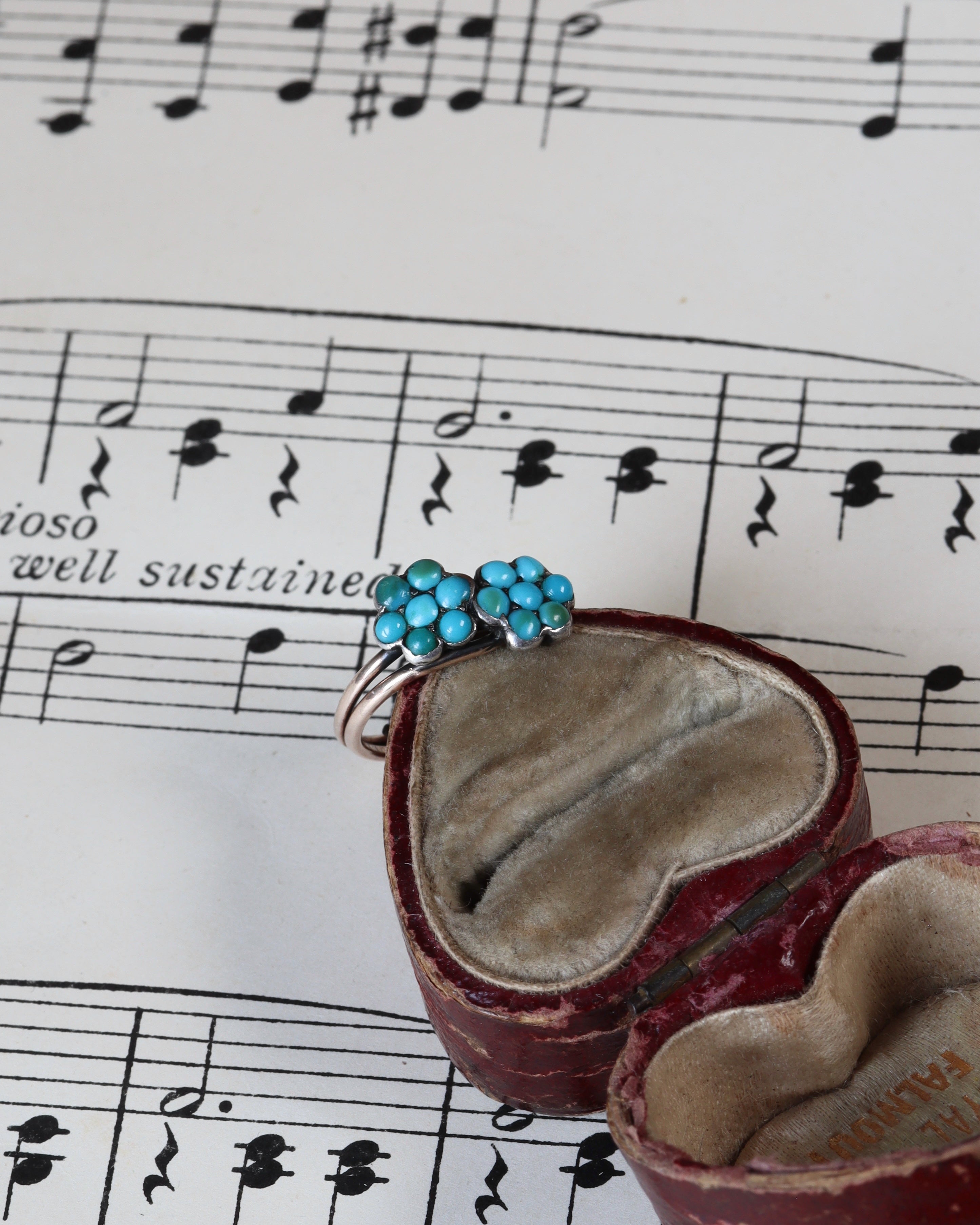 Victorian Forget Me Not Turquoise Pinky Bypass Ring