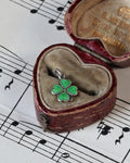 Continental Silver Green Enamel Four Leaf Clover Charm