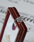 Converted Rose Cut Diamond Flower Charm with Garnet Drop