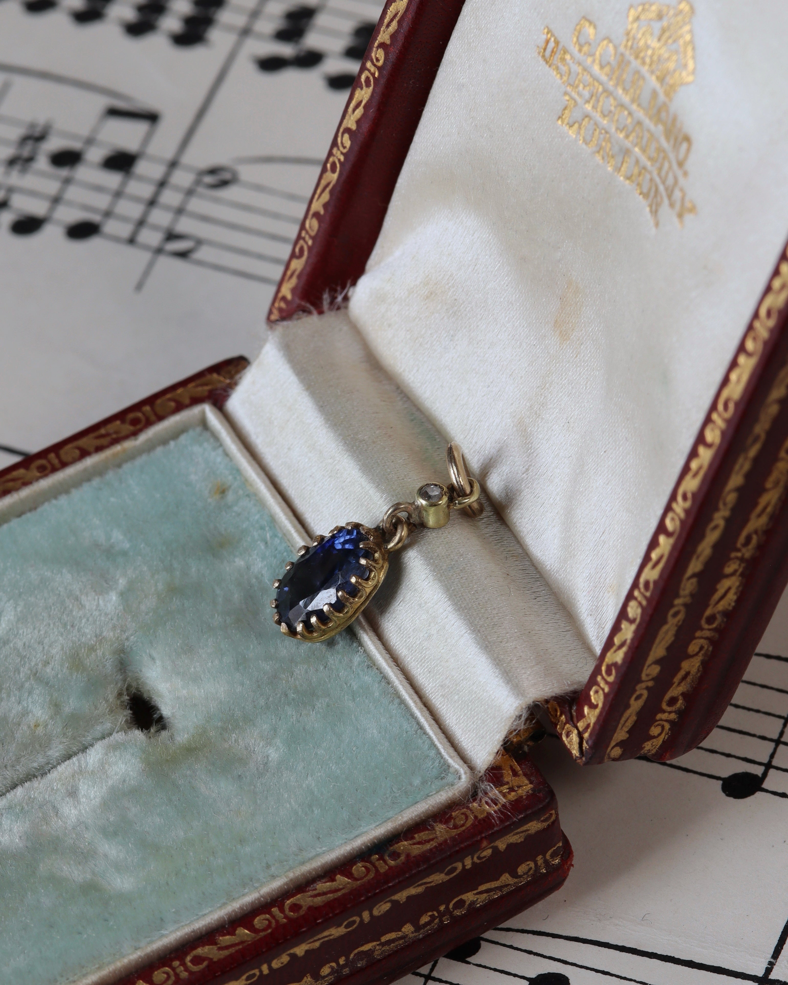 Edwardian Gold, Diamond and Sapphire Drop Charm