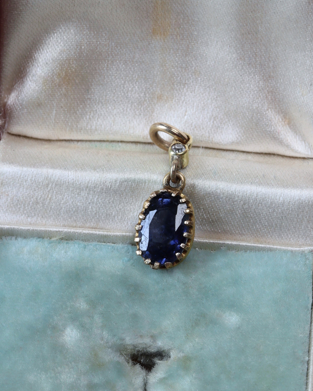 Edwardian Gold, Diamond and Sapphire Drop Charm