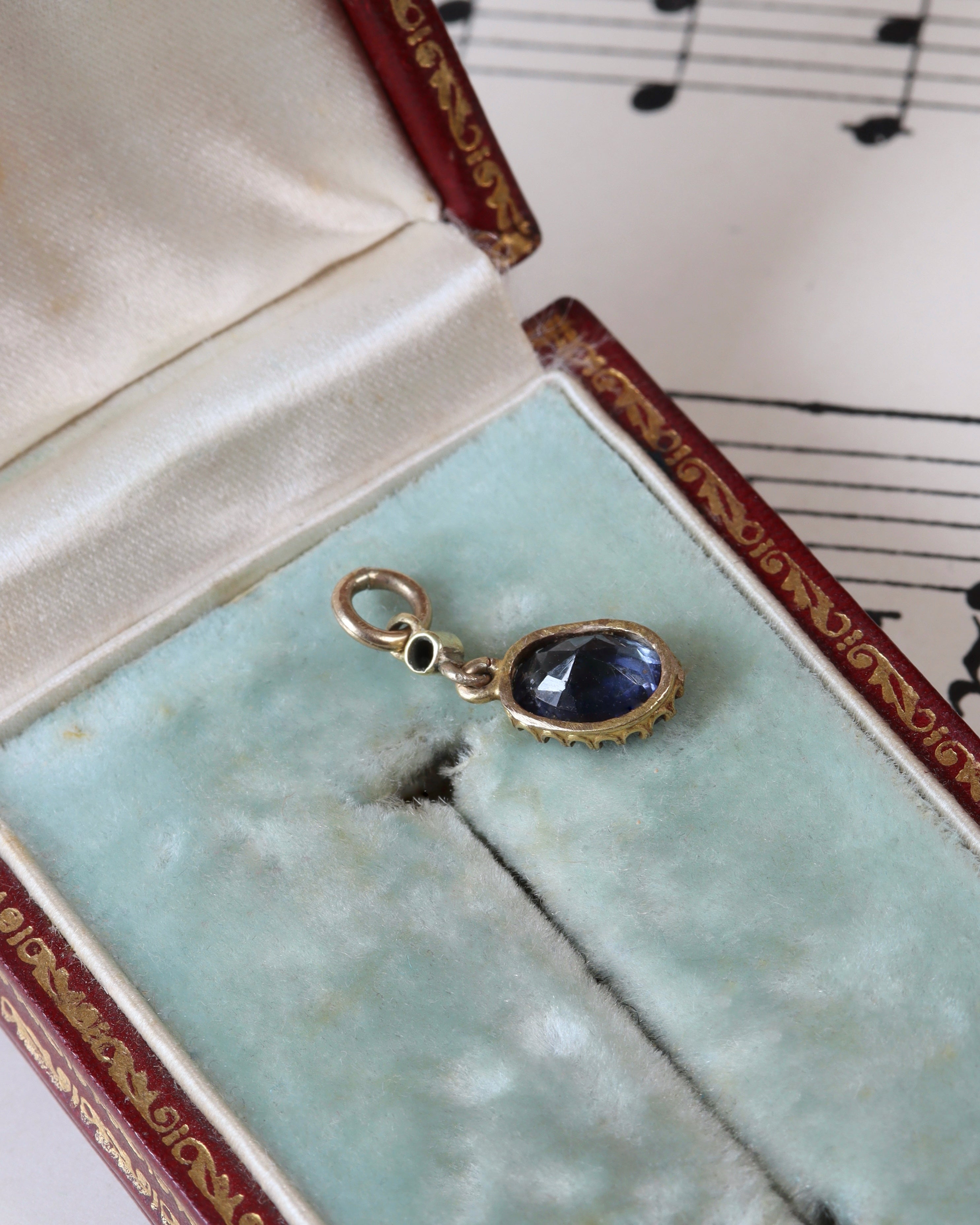 Edwardian Gold, Diamond and Sapphire Drop Charm