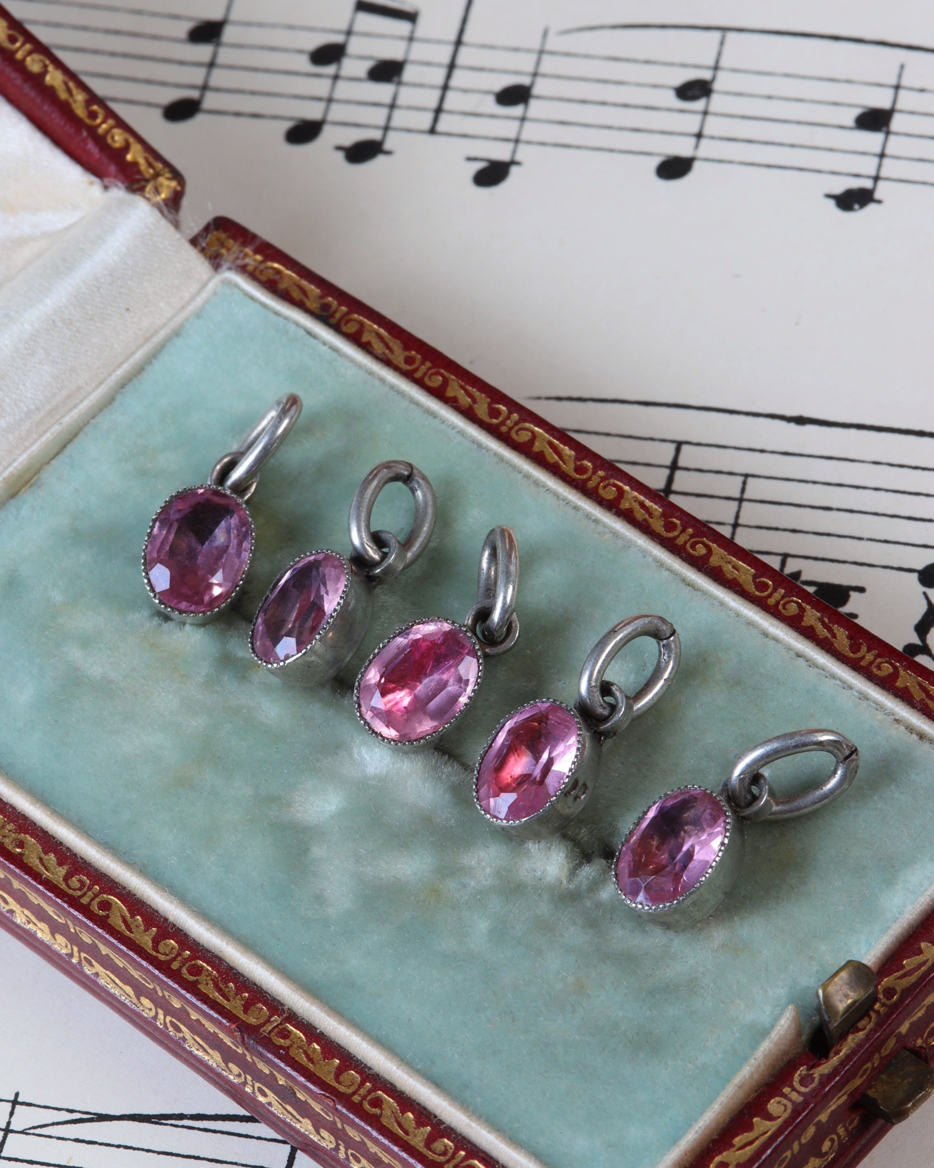 Antique Kunzite Charms Set in Silver - Sold individually