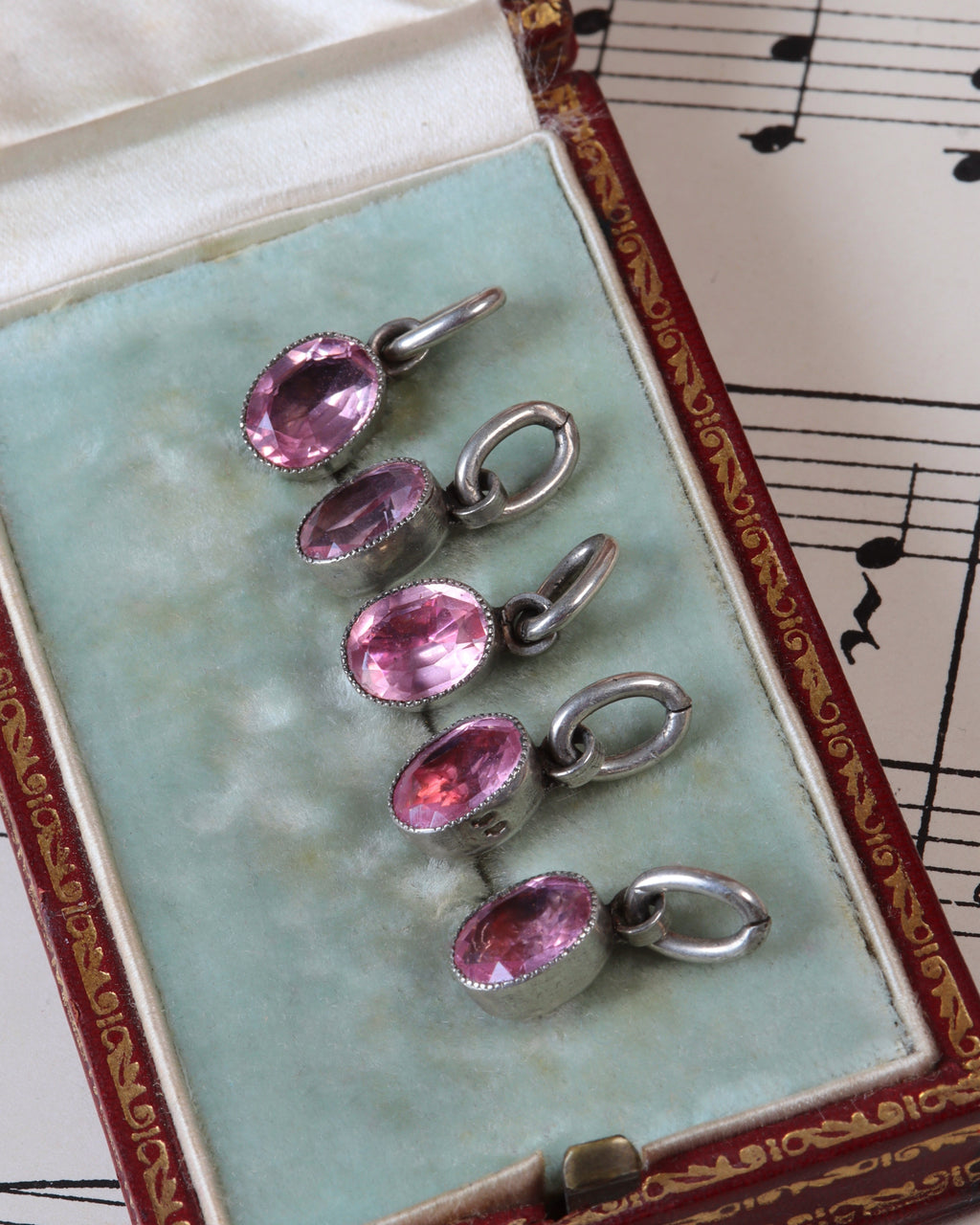Antique Kunzite Charms Set in Silver - Sold individually