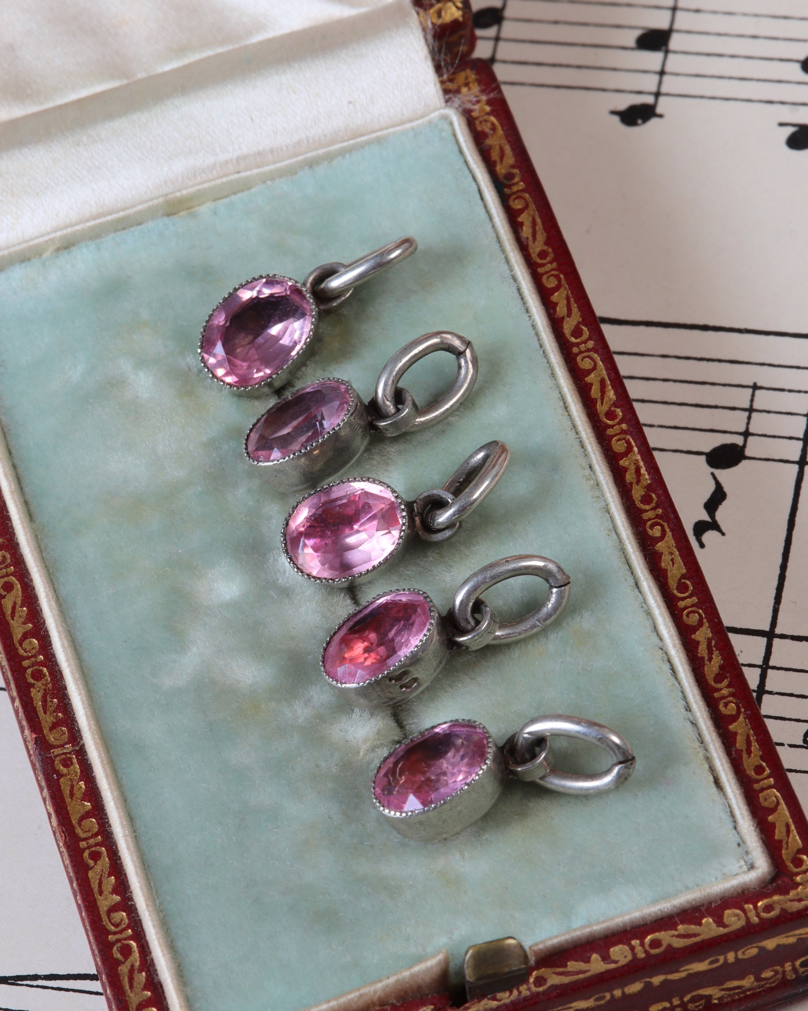 Antique Kunzite Charms Set in Silver - Sold individually