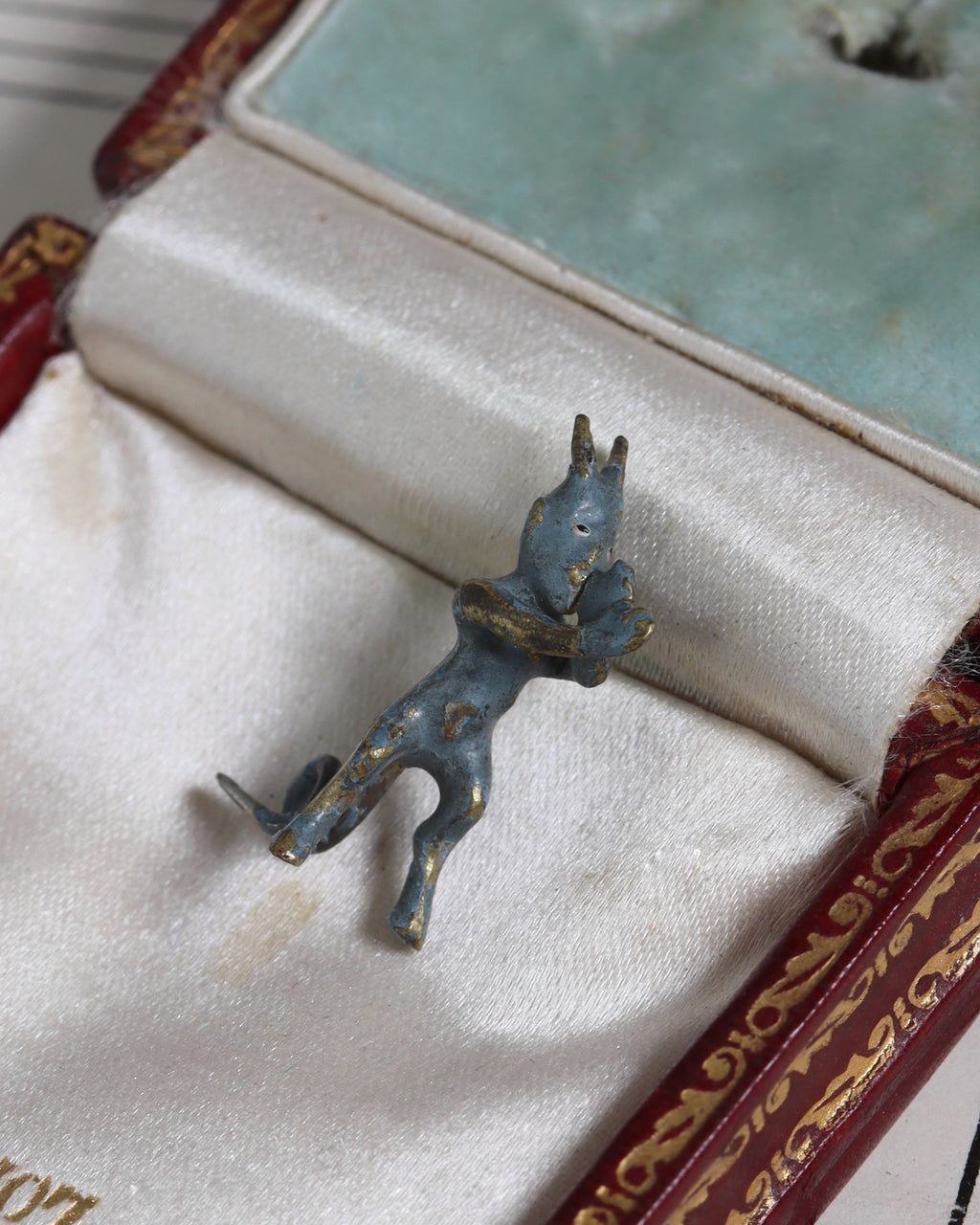 Antique Vienna Cold-Painted Bronze Miniatures Devil and Black Cat Brass Charms