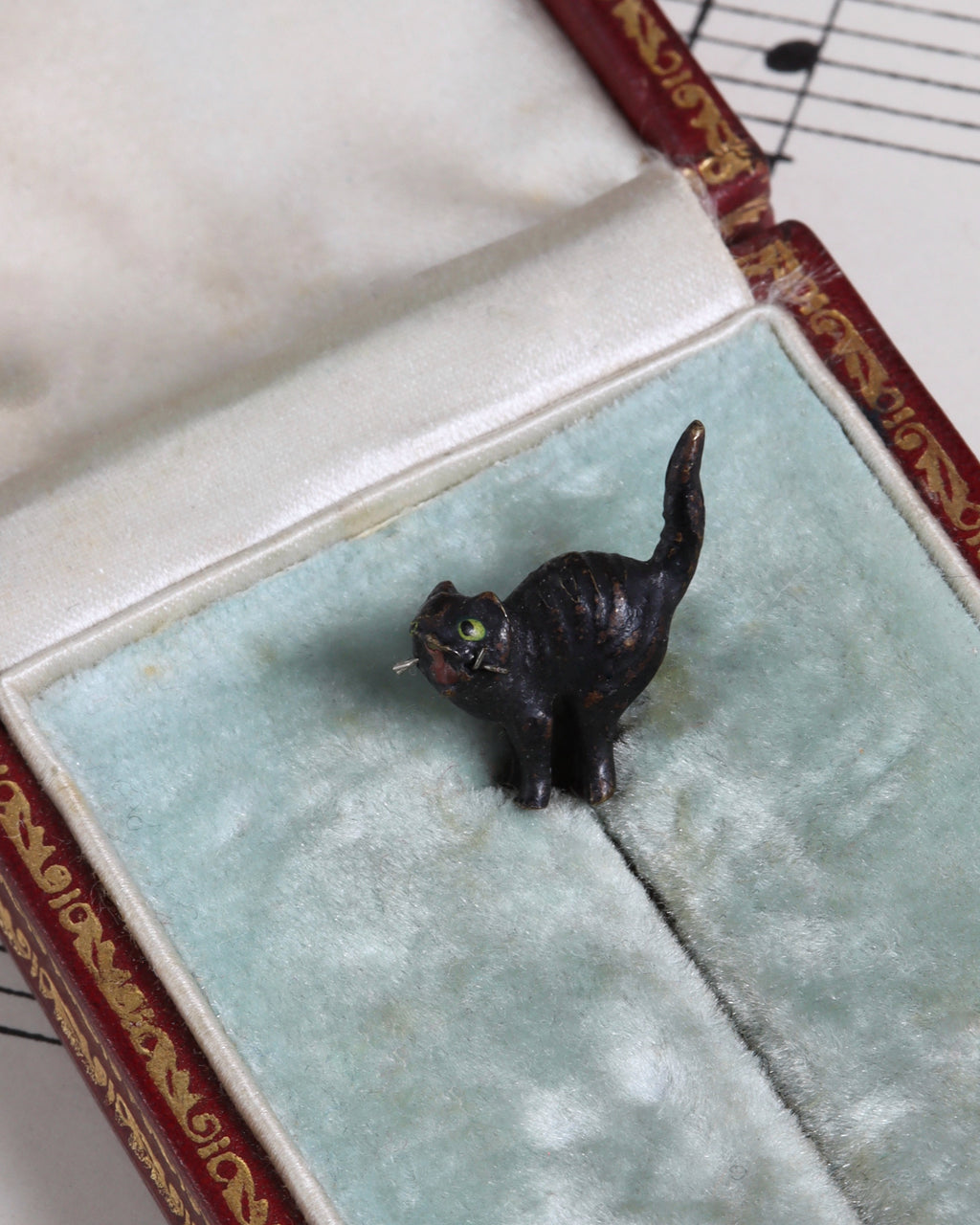 Antique Vienna Cold-Painted Bronze Miniatures Devil and Black Cat Brass Charms