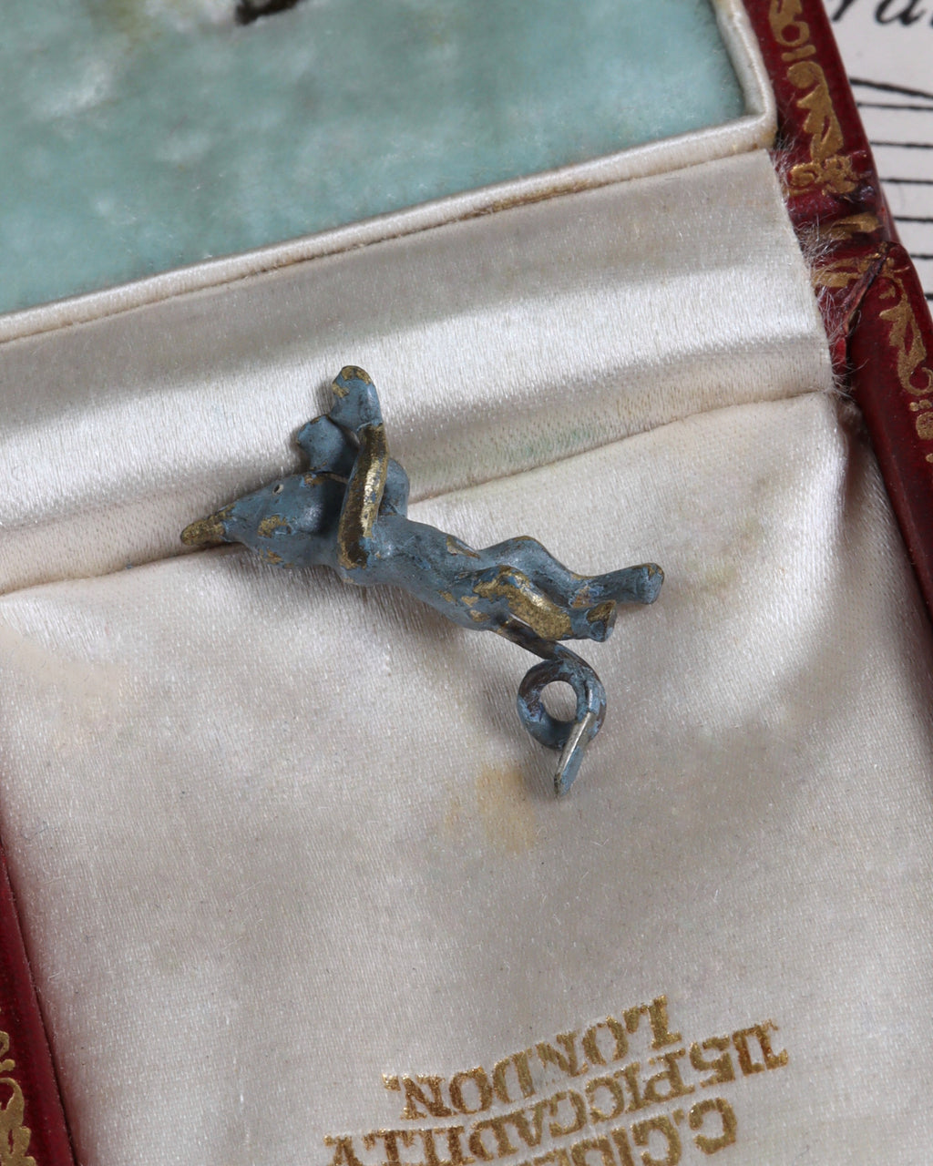Antique Vienna Cold-Painted Bronze Miniatures Devil and Black Cat Brass Charms