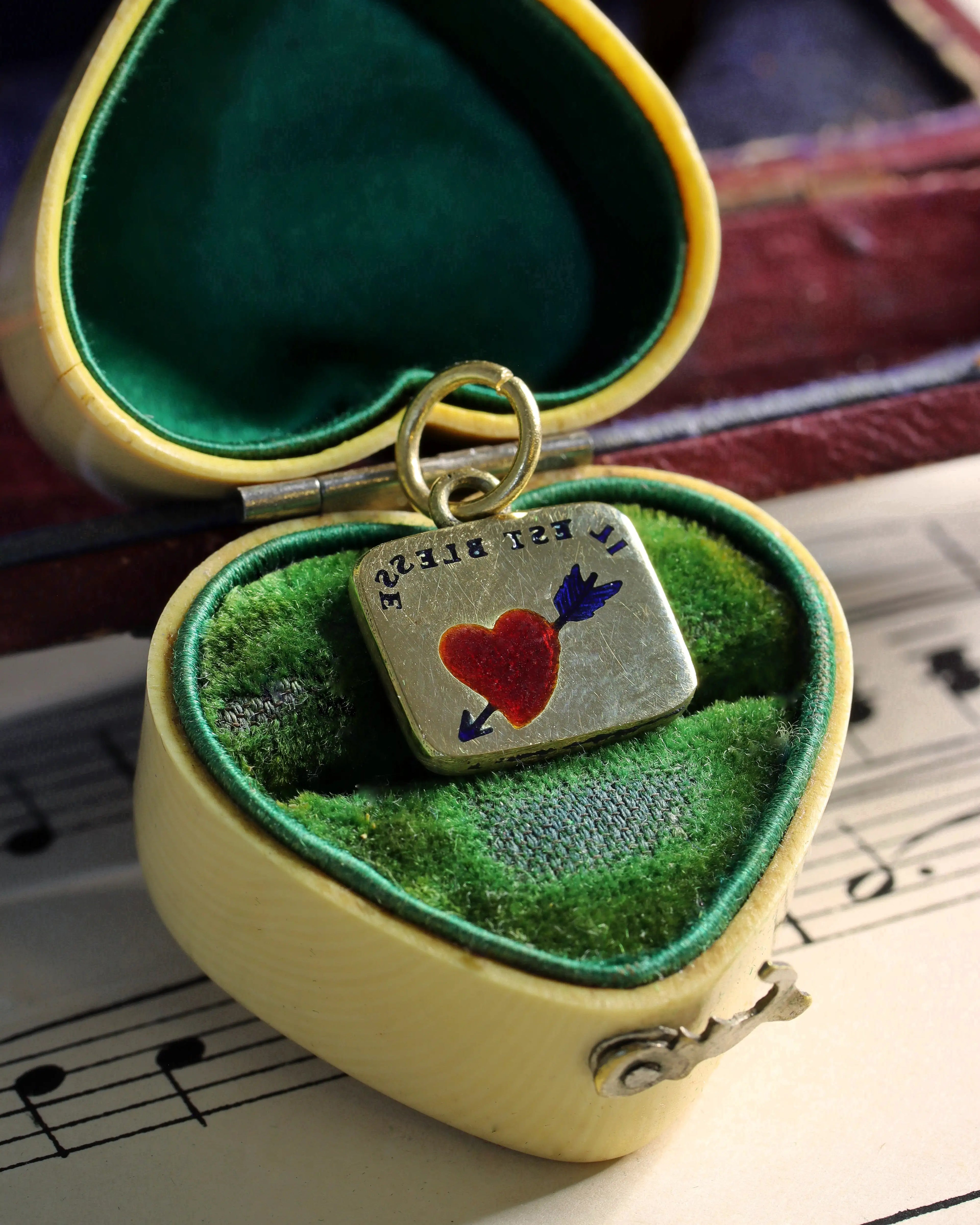 Enamelled 18ct Gold French Love Token Charm