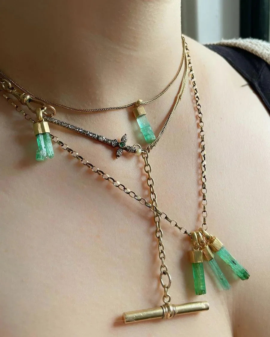 Raw Emerald Charms in 18ct Yellow Gold – Each one is unique!