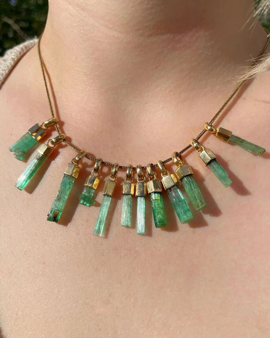 Raw Emerald Charms in 18ct Yellow Gold – Each one is unique!