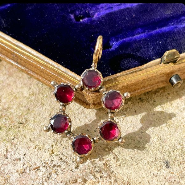 Antique Georgian Flat Cut Garnet Star Pendant