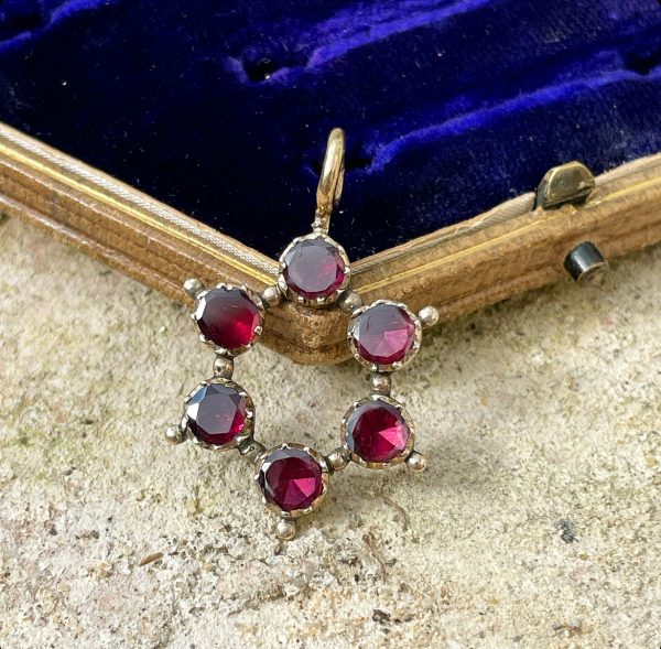 Antique Georgian Flat Cut Garnet Star Pendant - Image 5