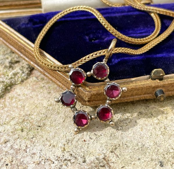 Antique Georgian Flat Cut Garnet Star Pendant - Image 3