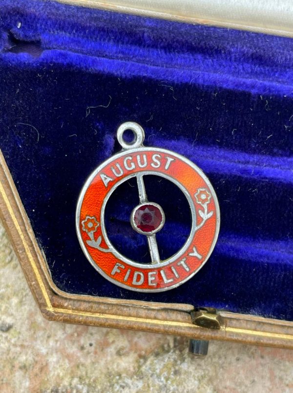 Orange Enamel & Silver August Fidelity Pendant