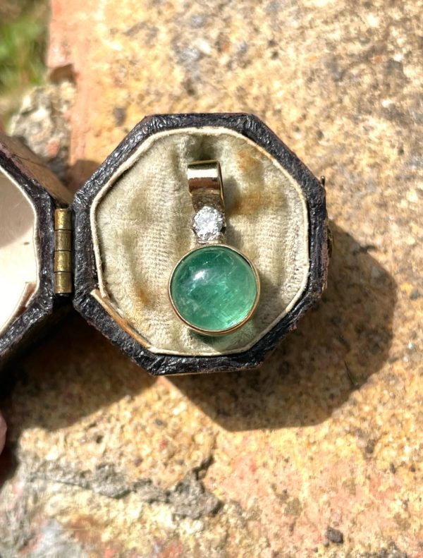 Contemporary Emerald and Diamond Charm