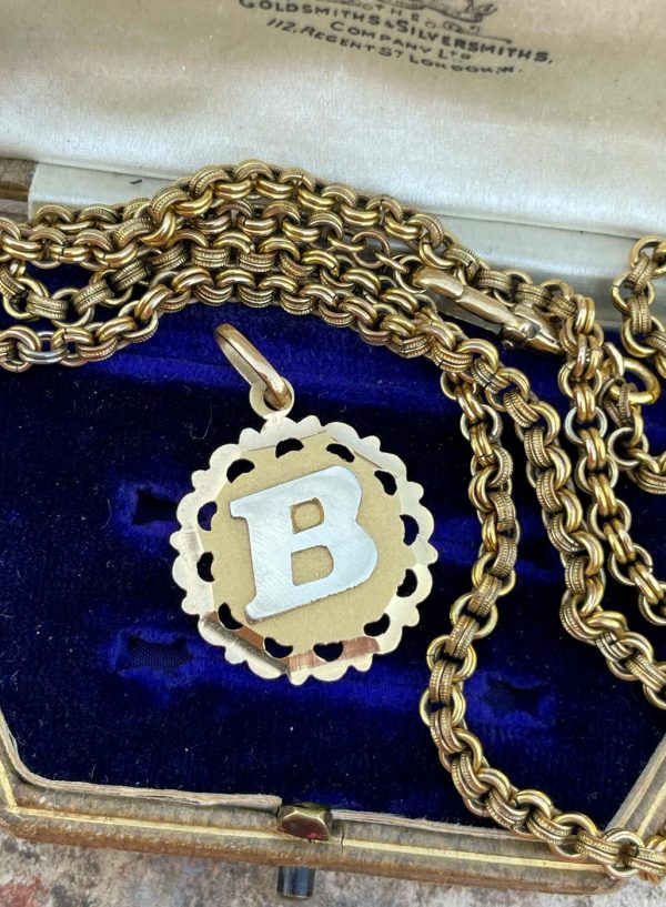 Vintage 18ct Gold Initial "B" Pendant - Image 3