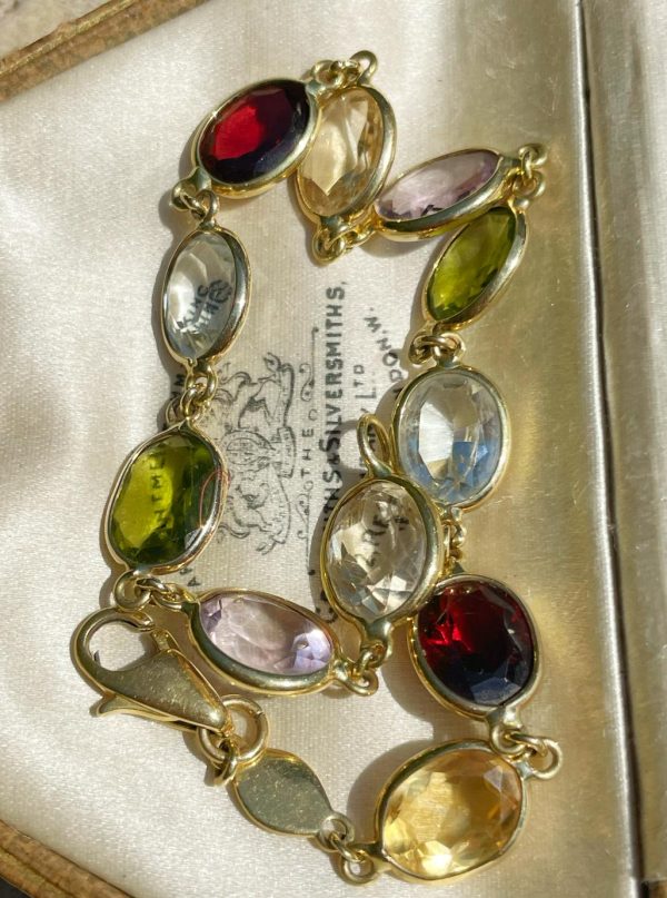 Vintage 18ct Gold Multi-Gemstone Harlequin Bracelet - Image 4