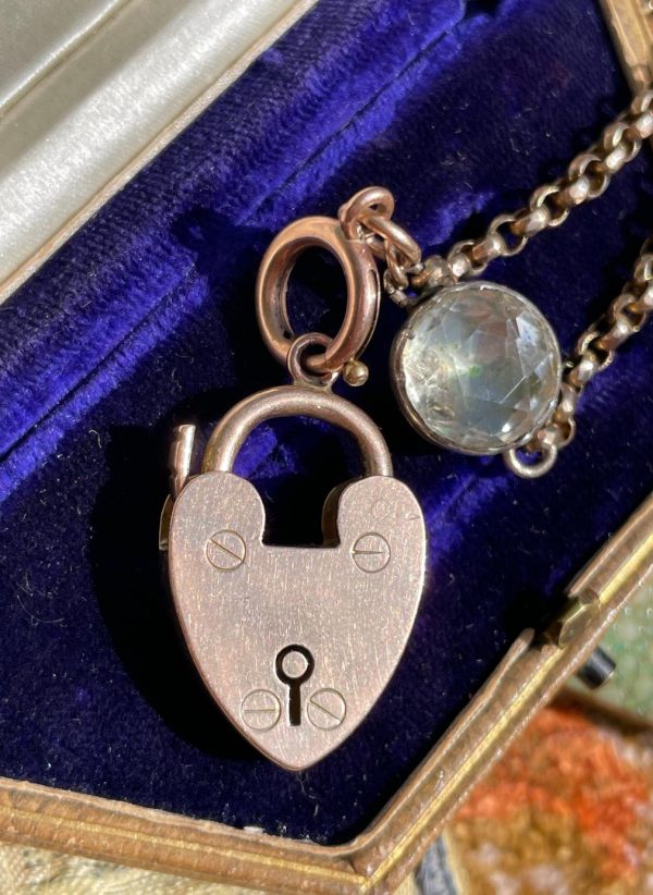 Antique Victorian 9ct Gold Heart Padlock Clasp - Image 5