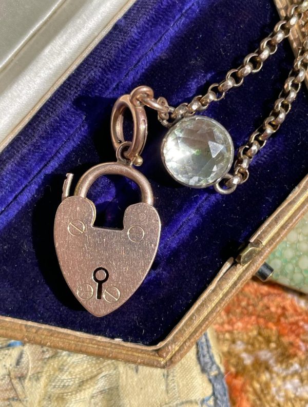 Antique Victorian 9ct Gold Heart Padlock Clasp