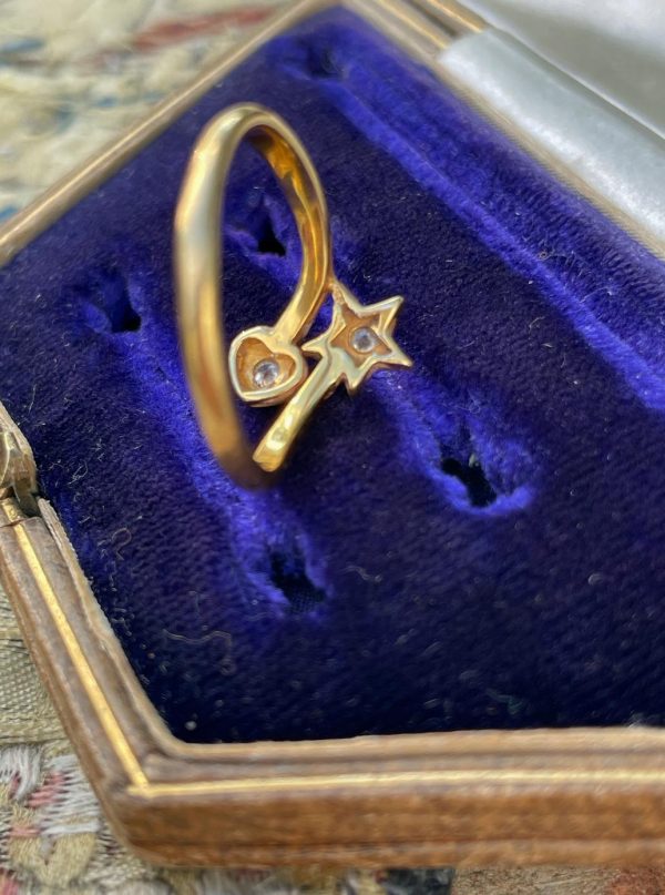 Vintage 18ct Yellow Gold and Diamond Starburst Pinky Ring - Image 4