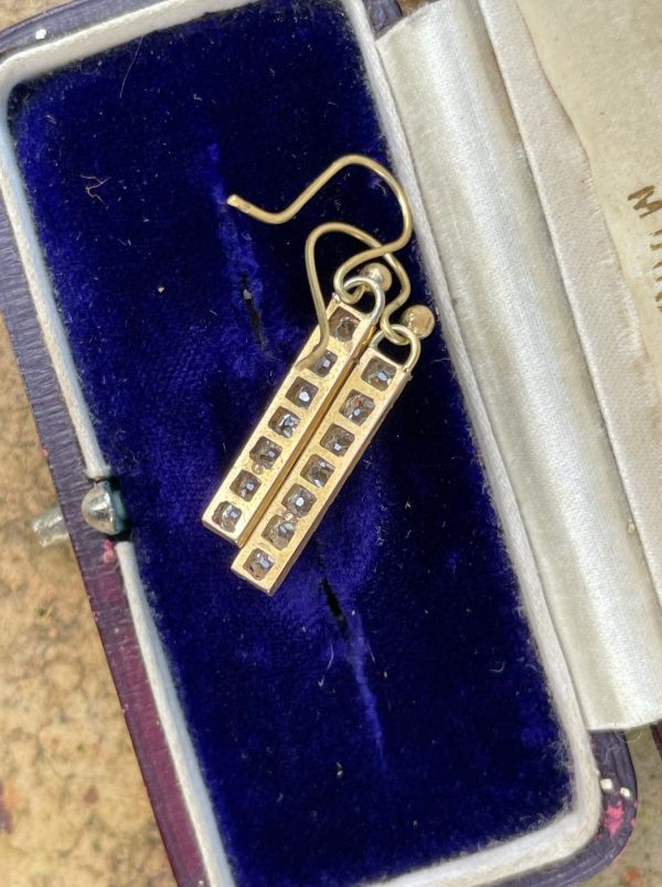 Exceptional Antique Peruzzi Cut Diamond Earrings - Image 2