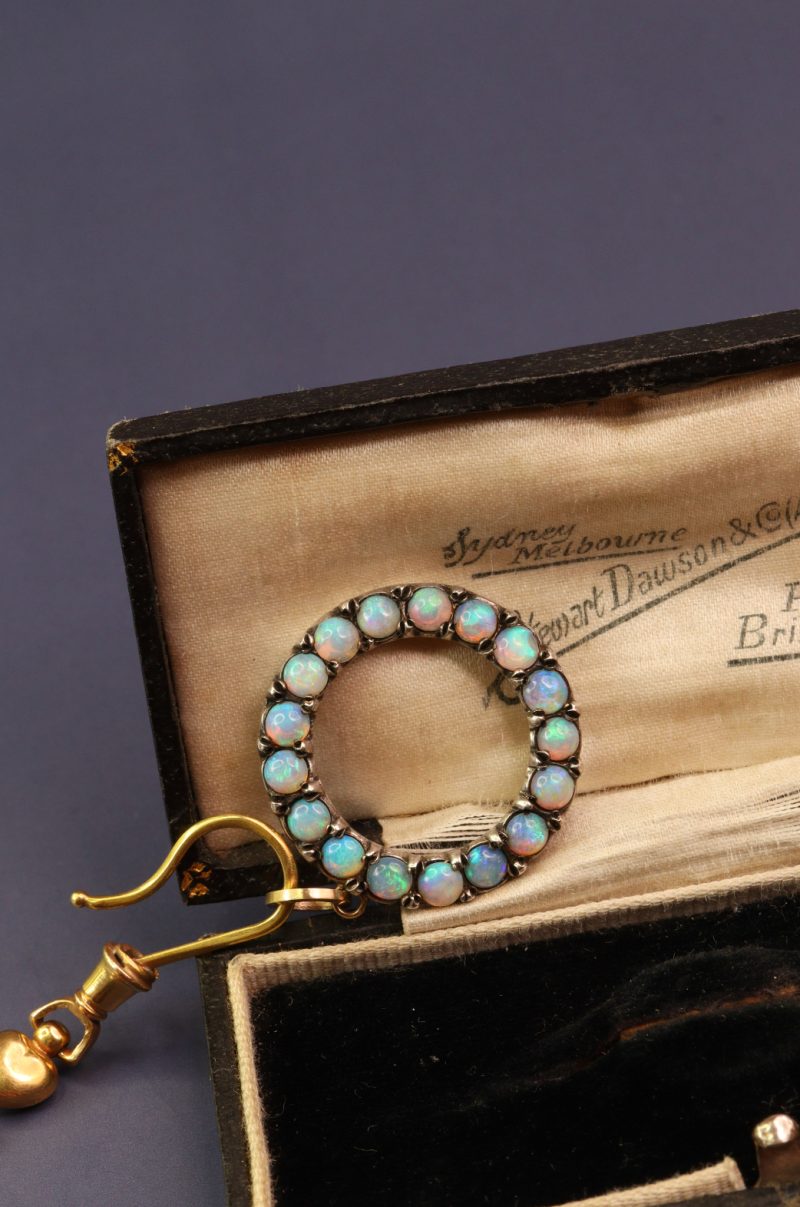 Antique Opal & Silver Charm With Chunky 9ct Gold Bale
