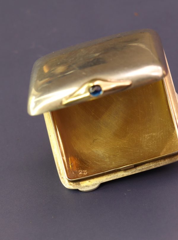 Antique Sterling Silver Gilt & Sapphire Pillbox - Image 5