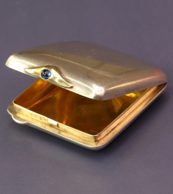 Antique Sterling Silver Gilt & Sapphire Pillbox - Image 6