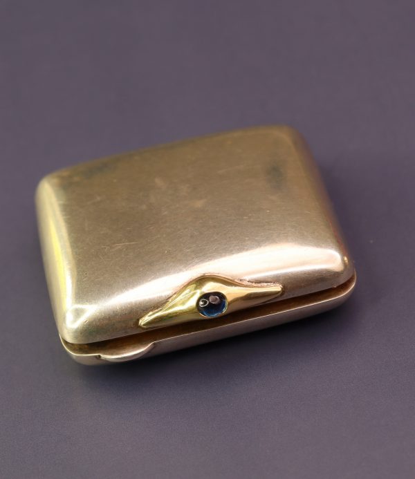 Antique Sterling Silver Gilt & Sapphire Pillbox - Image 7