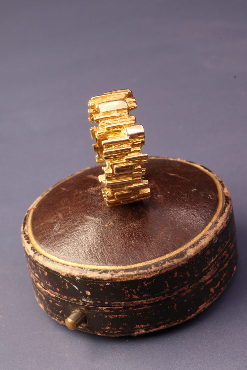 1970s Gold Brutalist Modernist Stacker Band